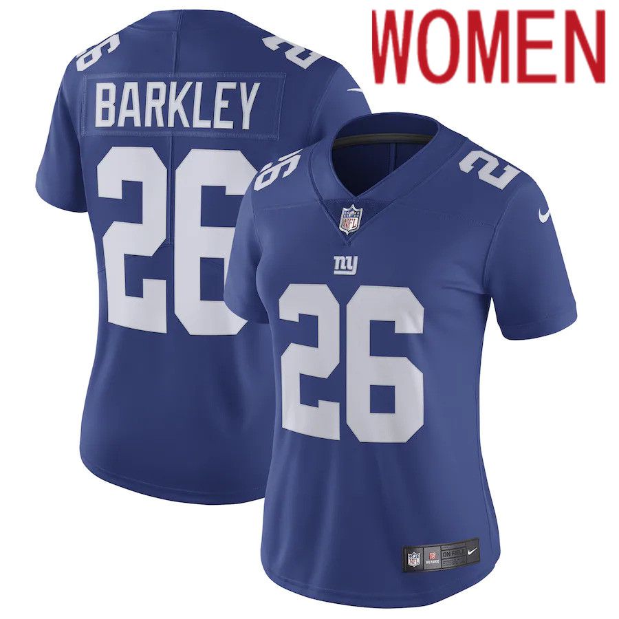 Women New York Giants #26 Saquon Barkley Nike Royal Vapor Untouchable Limited NFL Jersey->women nfl jersey->Women Jersey